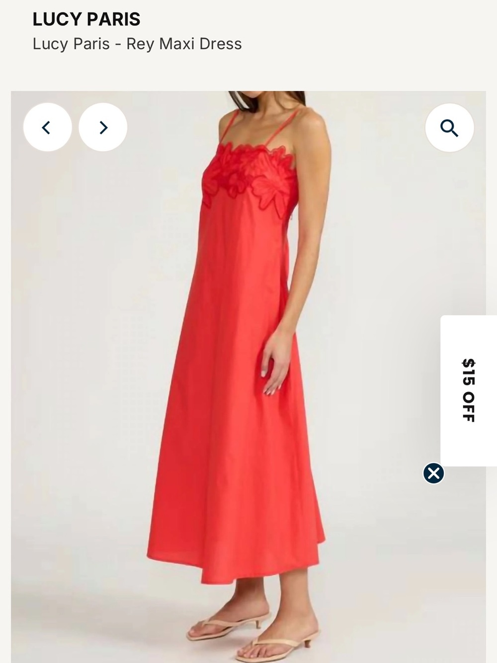 NWT Lucy Paris Coral-Red Lace-Trim Slip Maxi Dress
